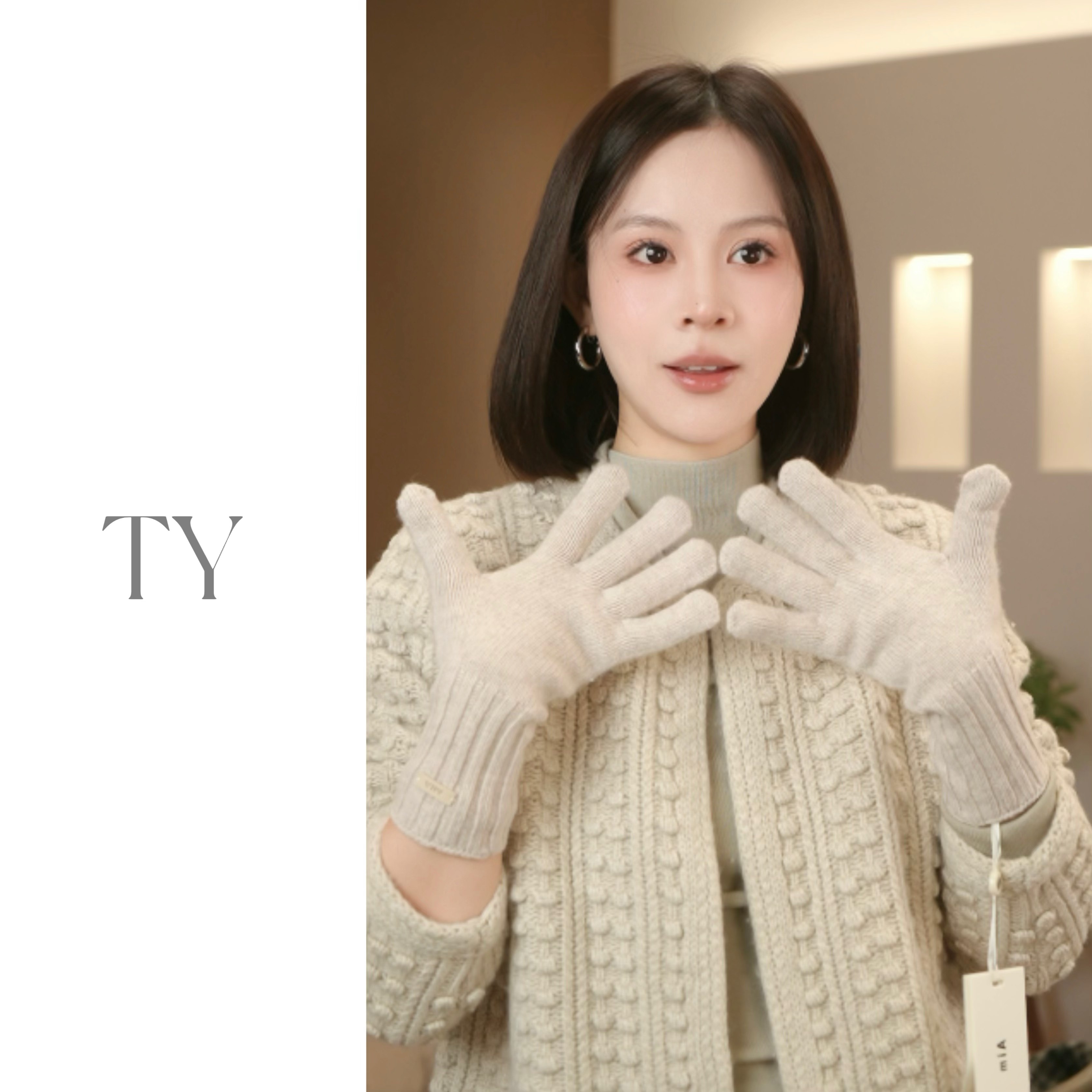 2026新款100%澳洲纯羊毛针织手套女秋冬韩版长款毛线加厚保暖