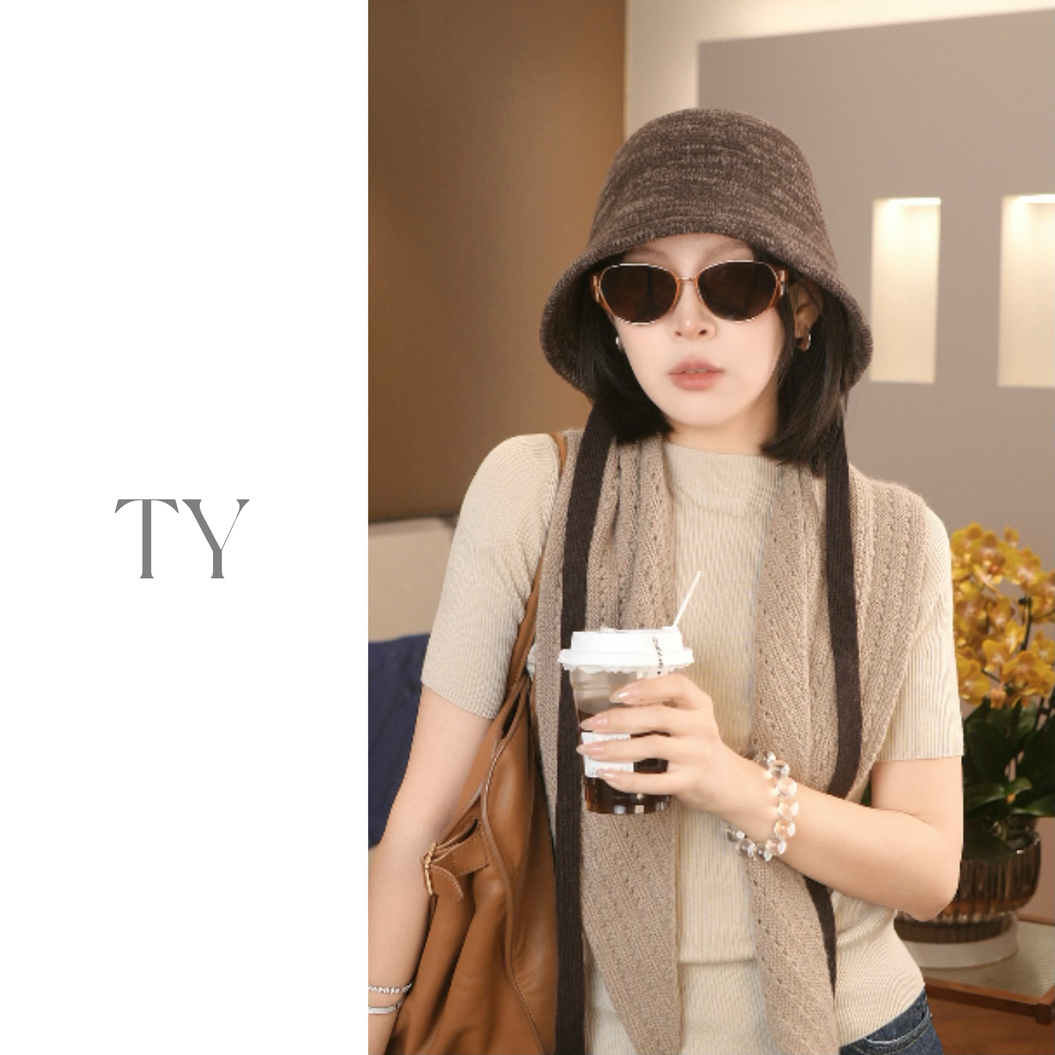 太一 高定秋冬针织羊毛后开叉渔夫帽女时尚显脸小盆帽