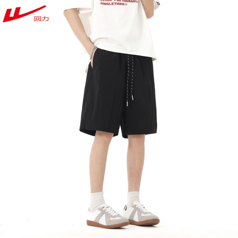 Warrior/回力运动休闲短裤男夏季薄款百搭抽绳直筒五分休闲裤
