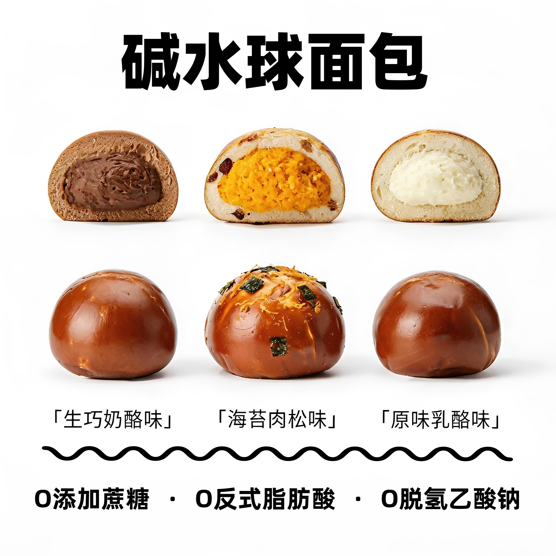 碱水球面包生巧乳酪海苔肉松咸香即食代餐饱腹0添蔗糖低早餐旗舰