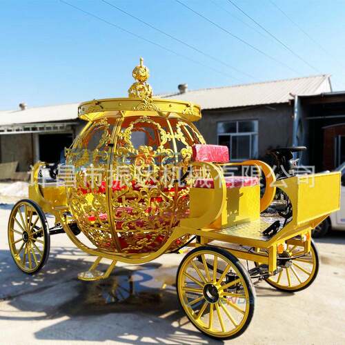 定马景金欧式电动金色南瓜车灰娘婚ZD-PC 马礼马姑车区观光四轮马
