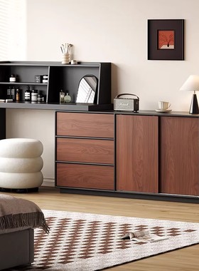 中古风梳妆台斗柜一体卧室法式复古风实木化妆台转角床尾收纳柜