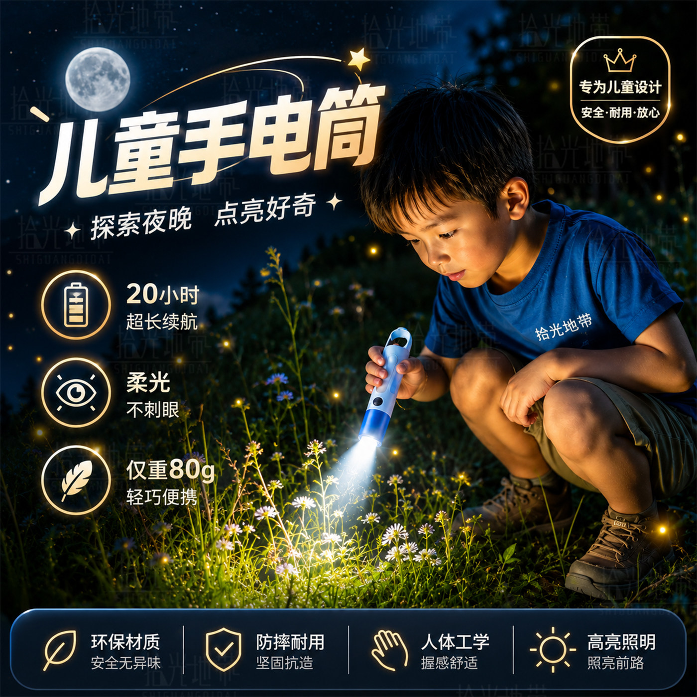 儿童迷你手电筒小型便携学生宿舍看书不伤眼充电式耐用家用照明