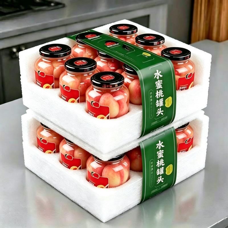 【到手整箱4大瓶】正宗水蜜桃罐头510g玻璃瓶新鲜水果白桃老少宜