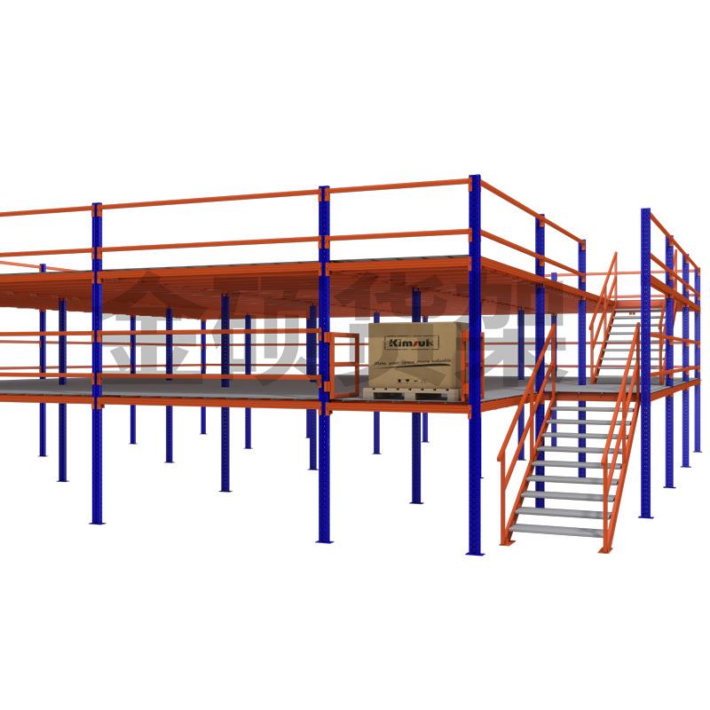 轻型仓储电商仓库阁楼平台货架组装工厂库房重型钢构三层阁楼货架