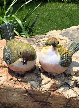 花园庭院装饰仿真小鸟摆件树脂客厅创意工艺品院子创意动物小摆件