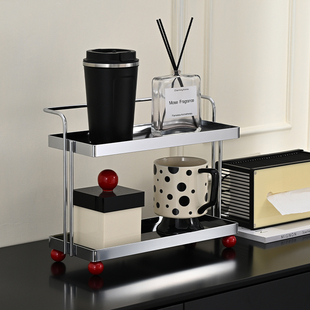 中古风桌面置物架厨房台面卫生间玄关香水杯化妆金属家用收纳架子