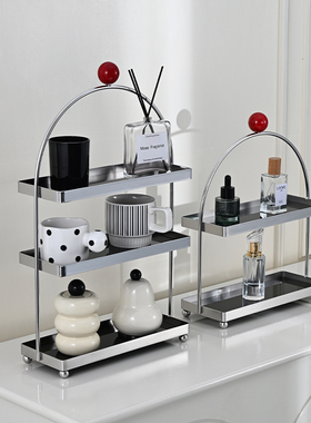不锈钢复古置物架桌面杯架水杯收纳架卫生间化妆品亚克力拱形架子