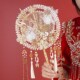 结婚新娘团扇香槟古风双圈成品中式 婚礼秀禾扇手工喜扇diy材料包