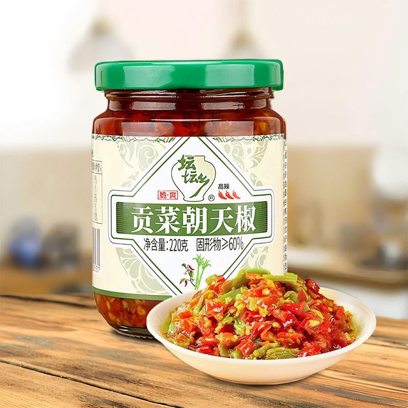 香辣下饭拌面酱坛坛乡蒜香朝天椒280克玻璃瓶剁辣椒酱湖南特产