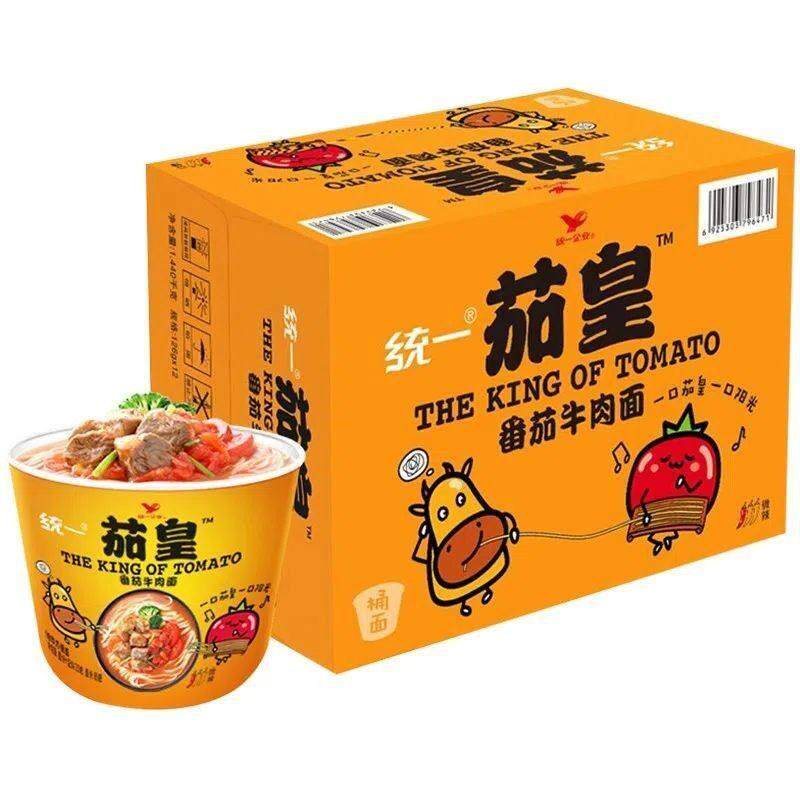新疆方便面统一茄皇番茄鸡蛋面新疆番茄牛肉面12桶装袋装速食方
