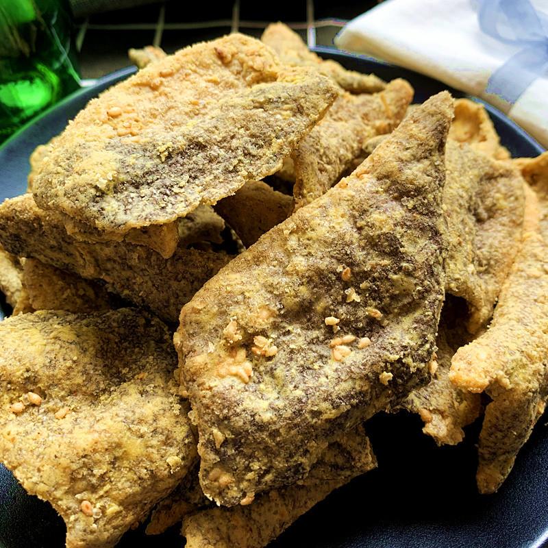 新货咸蛋黄鱼皮500g即食香