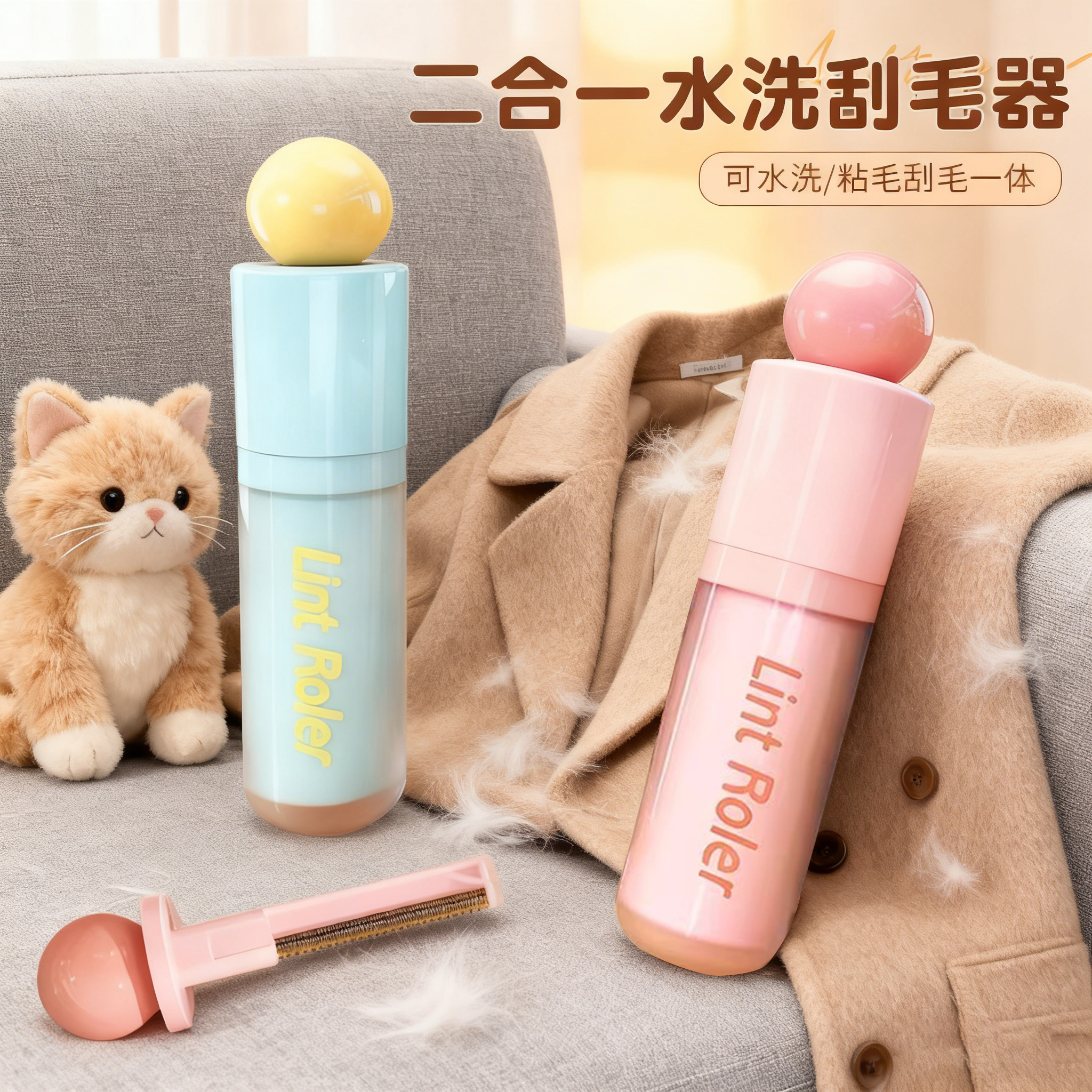 二合一水洗刮毛器新款可水洗除尘粘毛器床上宠物帽毛发毛衣去除器