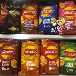 现货 英国原装Walkers Crisps薯片Salt Vinegar盐醋 6*25g
