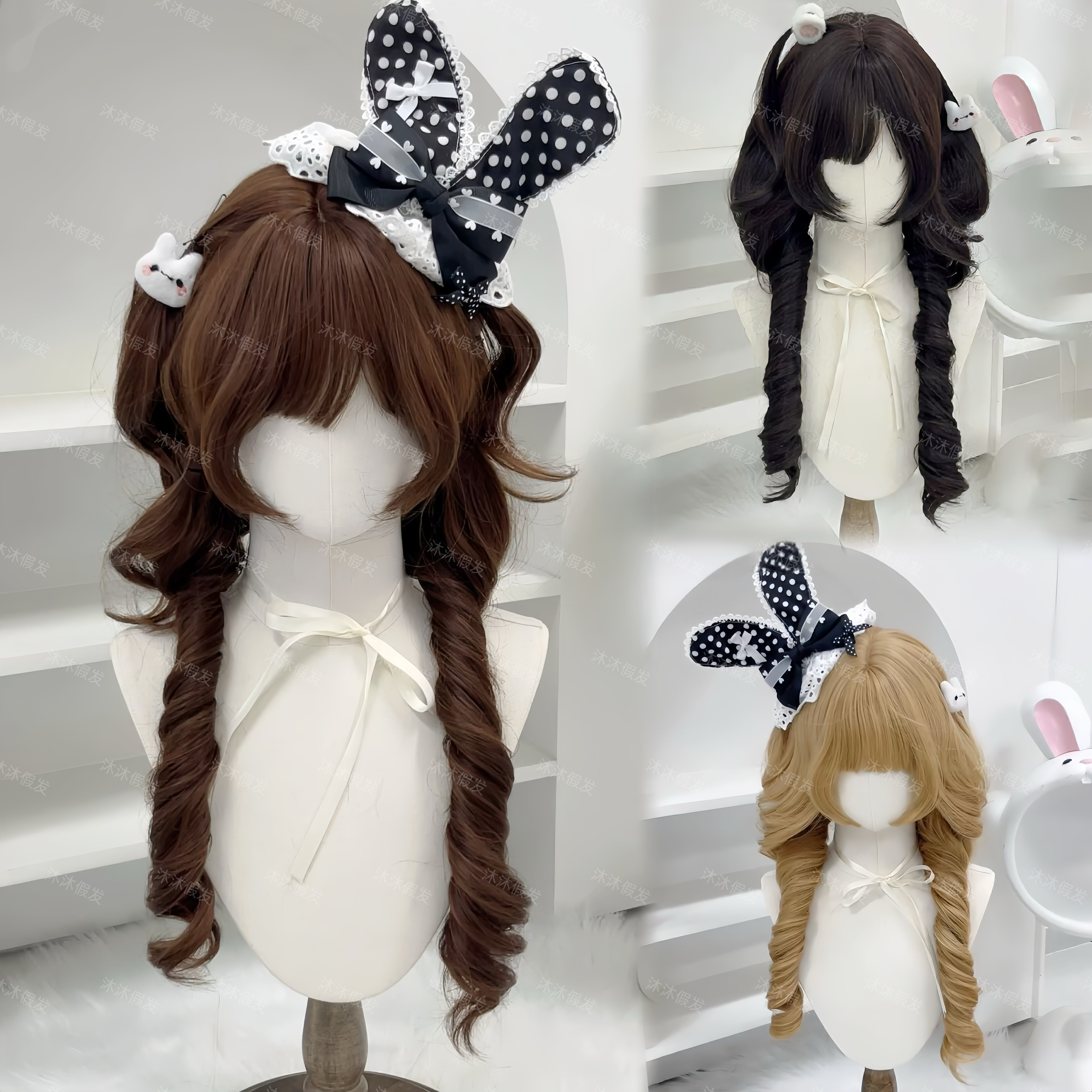 假发女日系古早水母头双马尾Lolita罗马卷短鬓角少萝日常JK全头套,美发护发/假发,日常整顶假发,淘宝优惠券,粉丝福利购,淘宝优惠卷