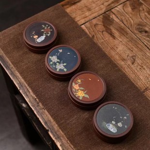 承壶托杯垫茶盘茶壶底座托盘茶承百搭款 宜兴紫砂 泥绘双层杯垫