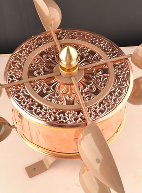藏式风动风转转轮用藏式家用纯铜风车转筒风转转桶室外店铺摆件