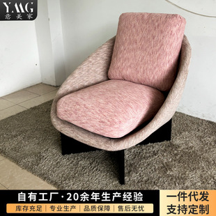 意美家意式 D89129 极简布艺设计别墅休闲椅酒店样板间单人沙发SY