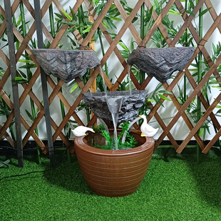 石头挂壁流水件庭院花园造景水幕墙水池循环酒店会所隔断景观布置