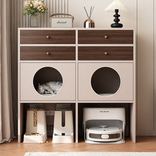 猫窝小边几置物柜宠物角几沙发家用抽屉一体边柜可定制储物收纳架