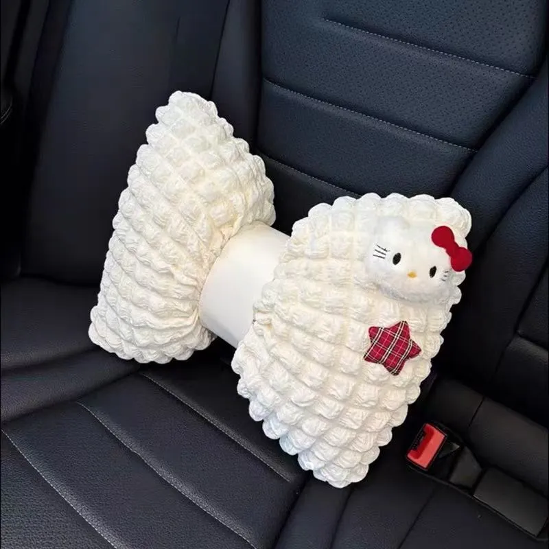 可爱少女汽车头枕卡通Kitty车内腰靠护颈四季办公室车用枕头靠枕