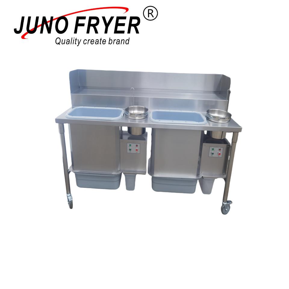 君诺电动筛粉机带毛刷自动裹粉台炸鸡店操作台商用食品裹粉