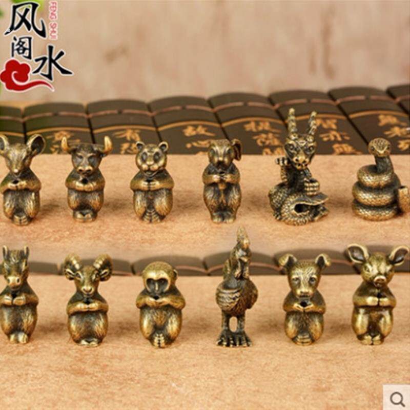 十二生肖小摆件全套纯铜属相工艺饰品属鼠牛虎兔龙蛇马羊猴鸡狗猪
