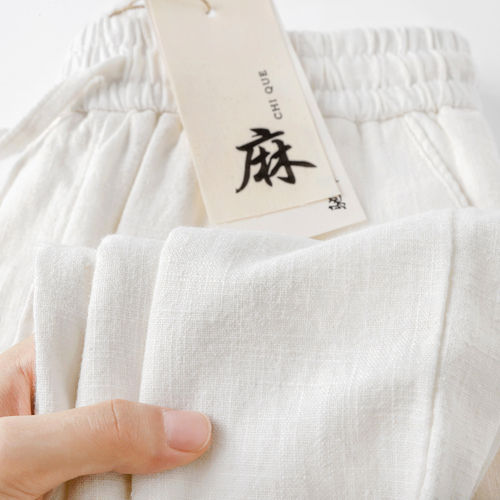 千年夏布！麻本色吸湿透气薄款裤子男款轻盈凉爽舒适百搭苎麻短裤
