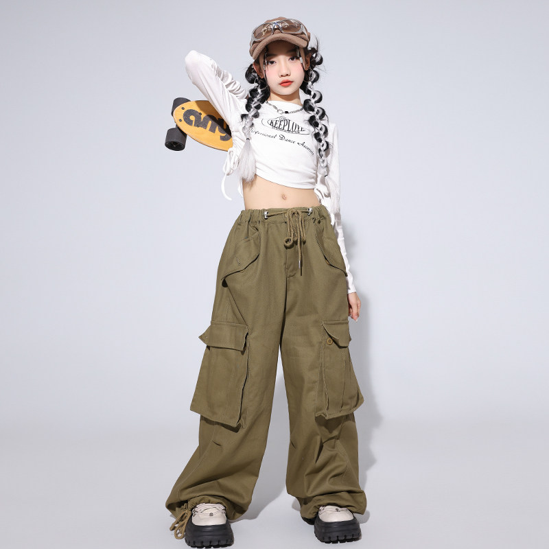 2025新款女孩爵士舞服装甜酷jazz舞蹈练功露脐套装时髦走秀演出服