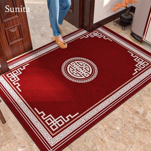 德国新中式入户门地垫进门口防滑家用红色脚垫2026新款地毯