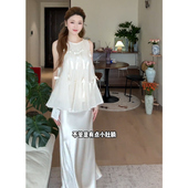 甜美减龄套装 JIAHUI STUDIO 女蝴蝶结背心上衣缎面半身裙两件套