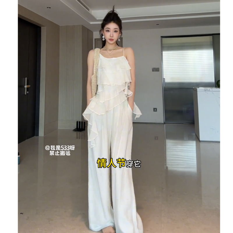 JIAHUI STUDIO 纯欲慵懒风套装女夏季度假风穿搭休闲阔腿裤两件套