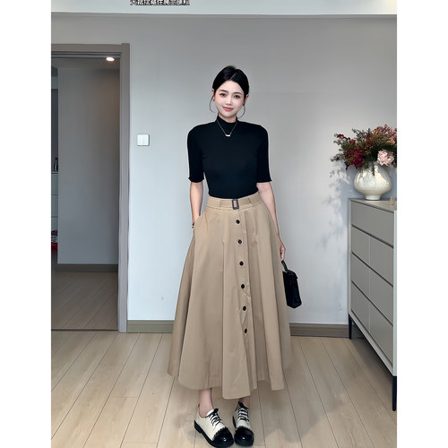 昕羽垚STUDIO 日常百搭通勤修身显瘦针织衫女时尚高腰半身裙套装