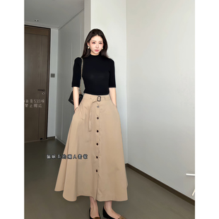 昕羽垚STUDIO法式漂亮气质针织衫修身显瘦上衣时尚高腰半身裙套装