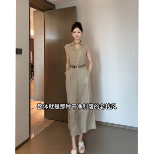 昕羽垚STUDIO 港味老钱风polo领简约休闲短袖连衣裙子女夏季裙子