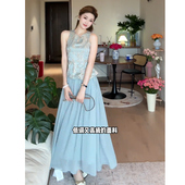 STUDIO 夏季 套装 JIAHUI 女爆款 财阀千金收腰显瘦国风上衣网纱半裙