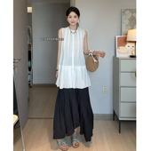 夏季 百搭气质无袖 常规上衣圆领百褶减龄高腰中长裙 STUDIO 向晚意