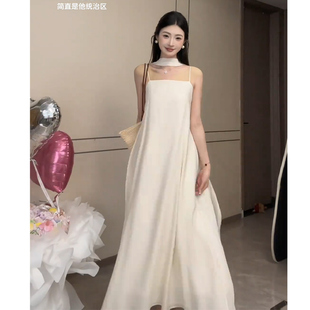 JIAHUI STUDIO 慵懒度假风裙子无袖吊带连衣裙仙女沙滩裙气质长裙