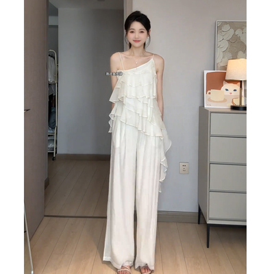JIAHUI STUDIO 纯欲慵懒风套装女夏季度假风穿搭休闲阔腿裤两件套