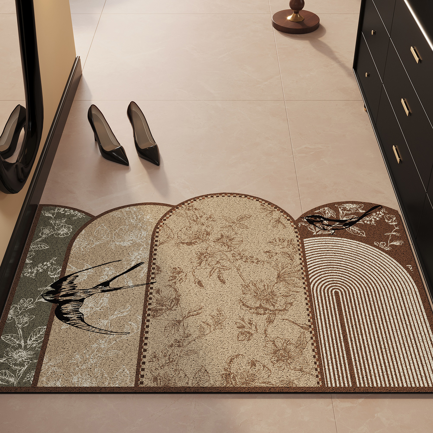 中古入户门地垫门口防滑脚垫法式覆古丝圈进门玄关地毯可裁家用