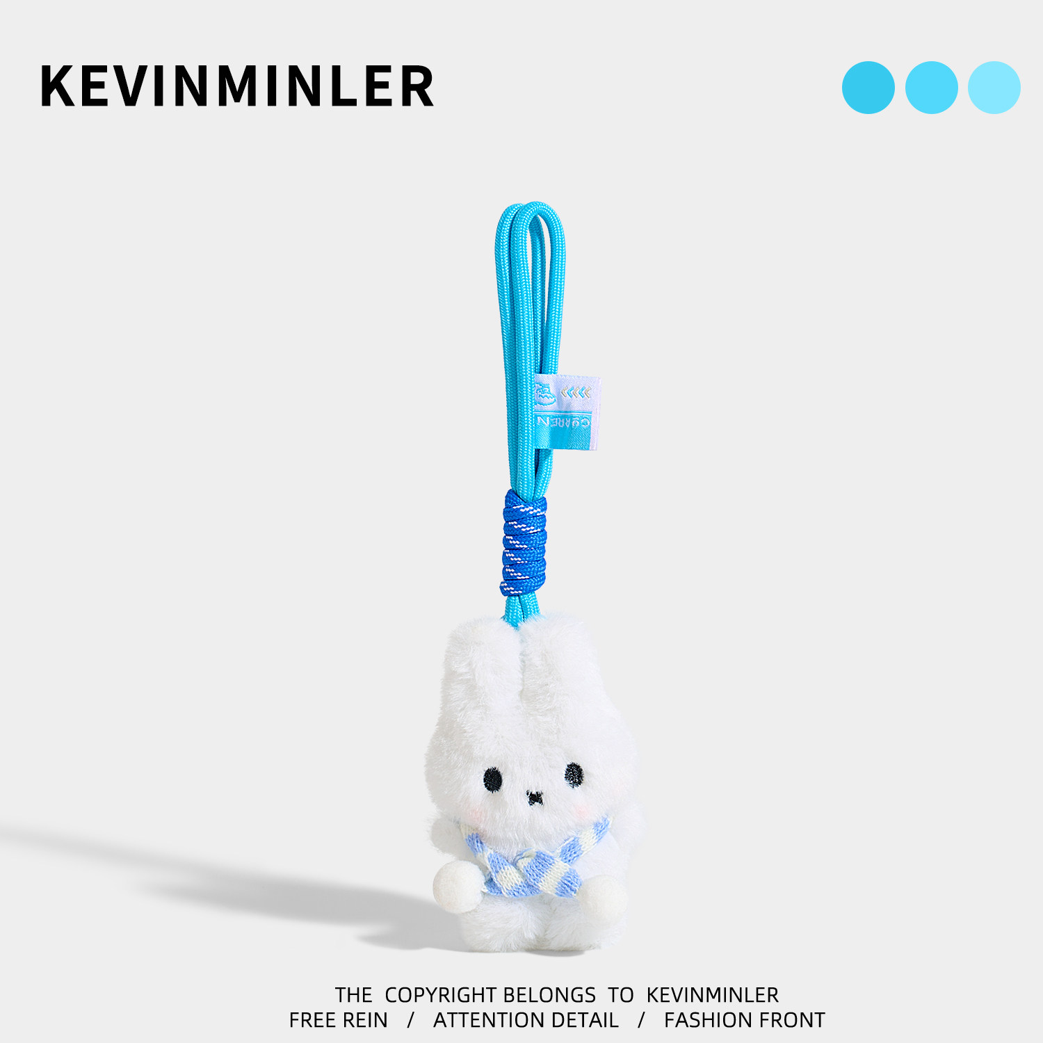 KEVINMINLER原创蓝色小兔子包挂件书包高级感小众钥匙扣挂饰礼物图片