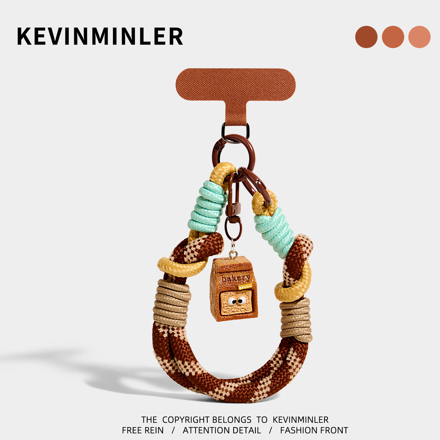 KEVINMINLER原创可爱巧克力吐司包挂件编织绳手机挂饰小众钥匙扣