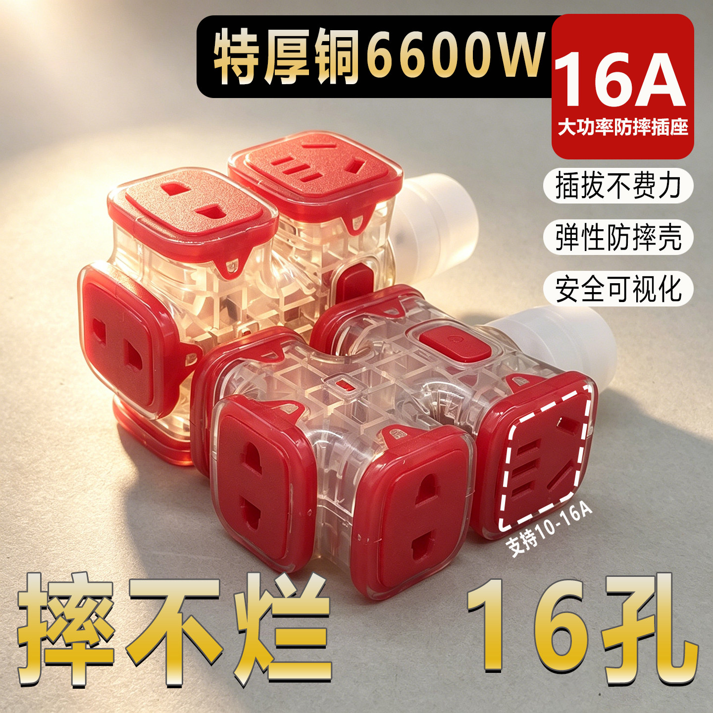 软硅胶插座10-16A通用防摔弹性