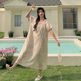 法式松弛感碎花a字茶歇连衣裙女夏季2025时尚新款绝美艺术感长裙，女装连衣裙，2C309