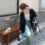 黑色盐系高级感西装外套女2025秋新款炸街气质PU皮小个子西服，女装皮衣，2C309