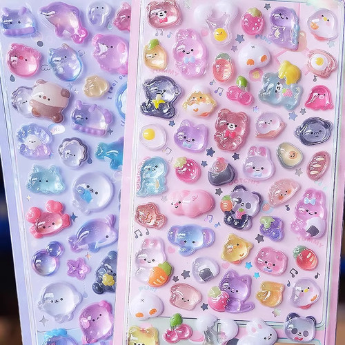 儿童贴纸女孩3d立体浮雕贴宝石水晶贴纸可爱贴画 画玩具手机装饰小图案