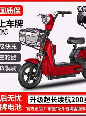 新款国标电动车小型双人锂电池代步车亲子出行助力车两轮电瓶车