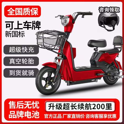 新款国标电动车小型双人锂电池代步车亲子出行助力车两轮电瓶车