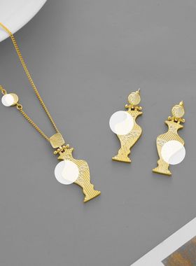 WS瓶浮雕花瓶项链耳钉百搭简约