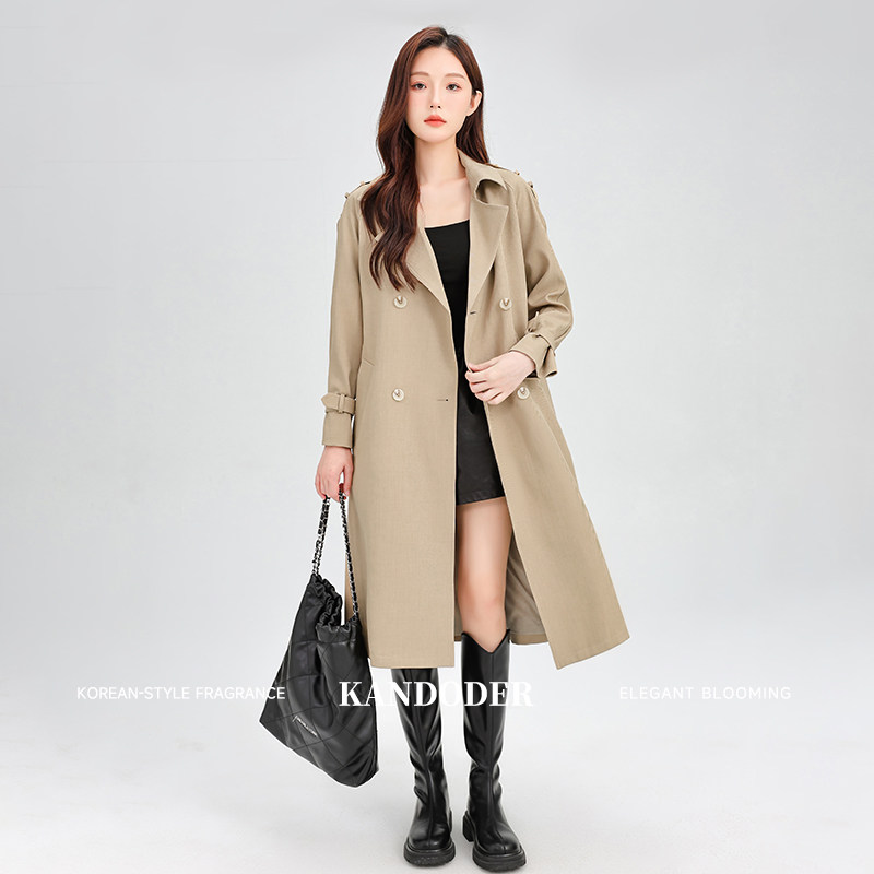kandoder韩朵黛长款风衣英伦风复古经典双排扣绑带收腰显瘦外套,女装/女士精品,风衣,淘宝优惠券,粉丝福利购,淘宝优惠卷